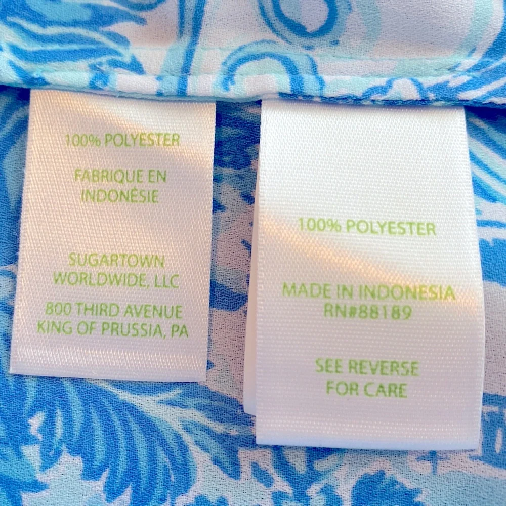 NWT Lilly Pulitzer Blue and White Colby Top in Toile Me About It, XXS - Picture 9 of 12